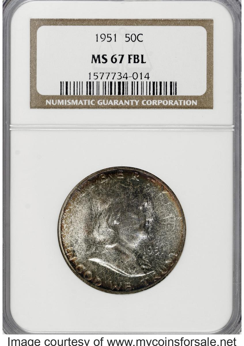 1951 50C MS67 Full Bell Lines - Front