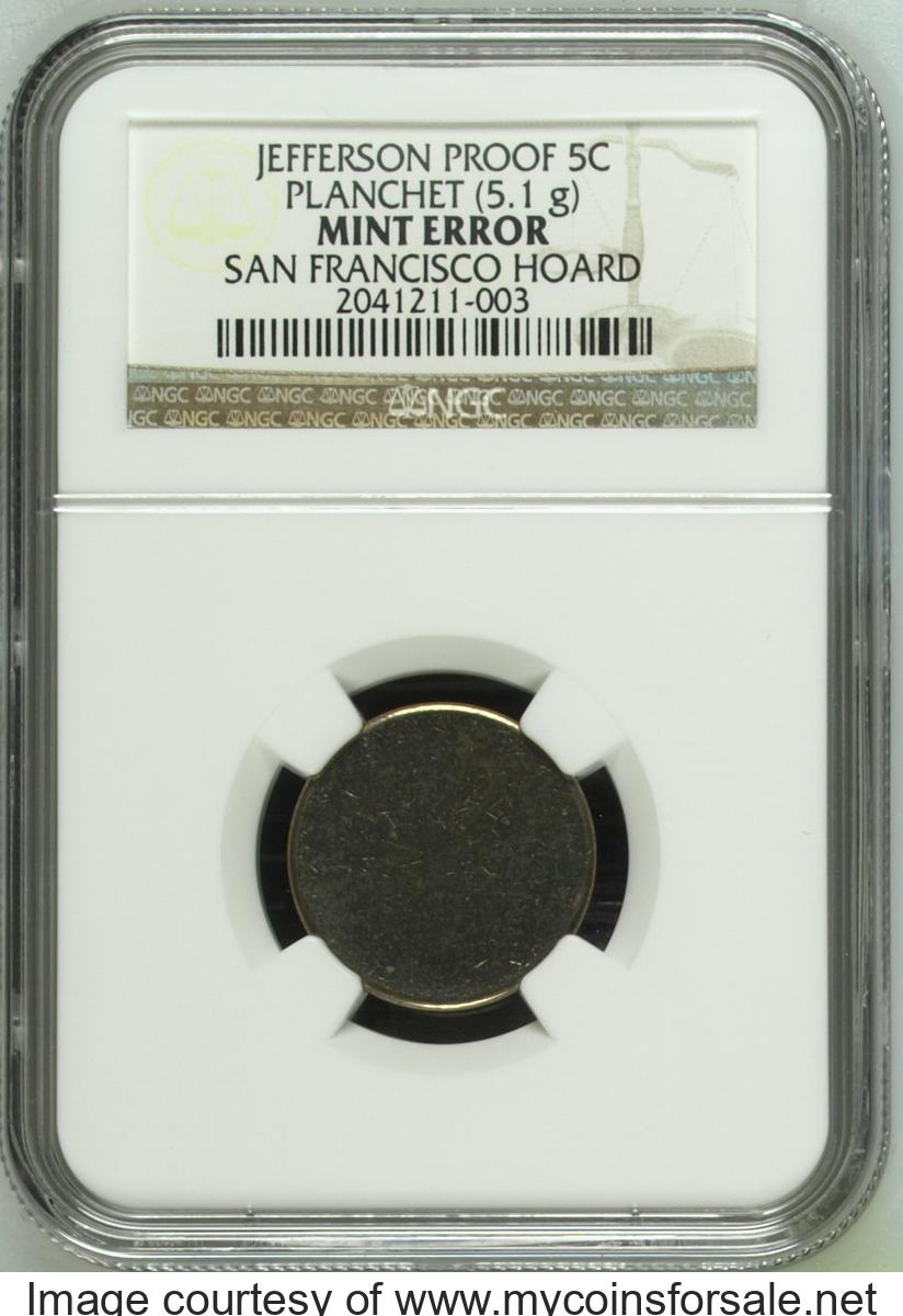 NO DATE JEFFERSON PROOF PLANCHET (5.1 g) 5C