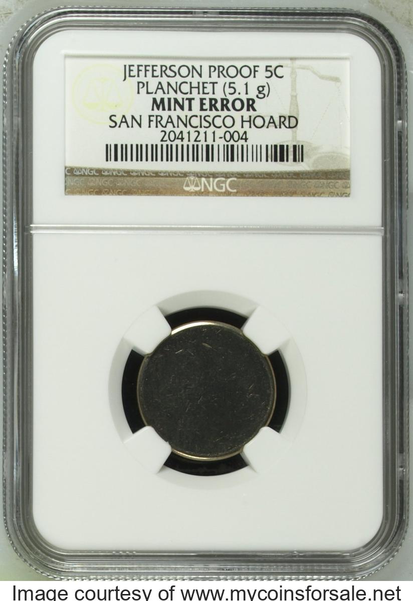 PROOF Planchet Jefferson Nickel  RARE, UNUSUAL Type 2 Prepared 5C - Front