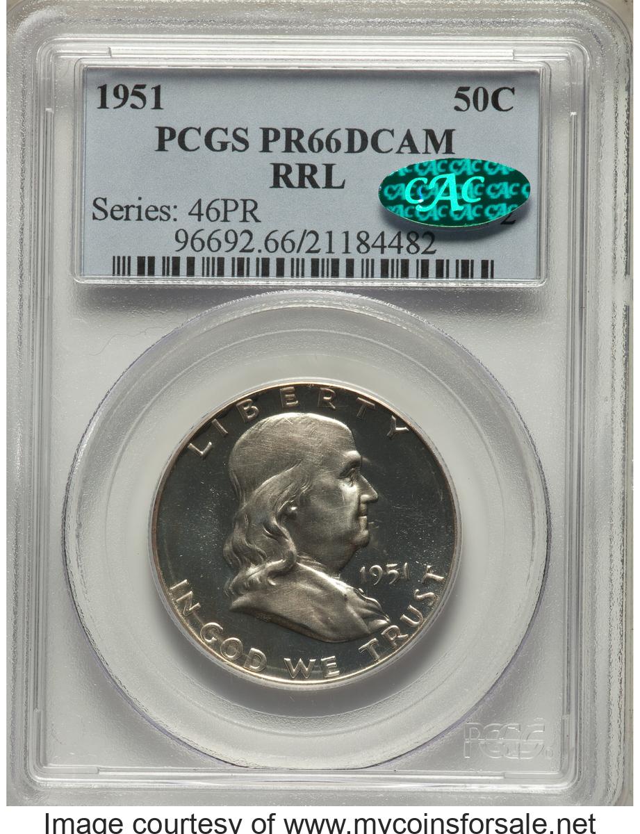 1951 50C PR66 Deep Cameo. CAC - Front