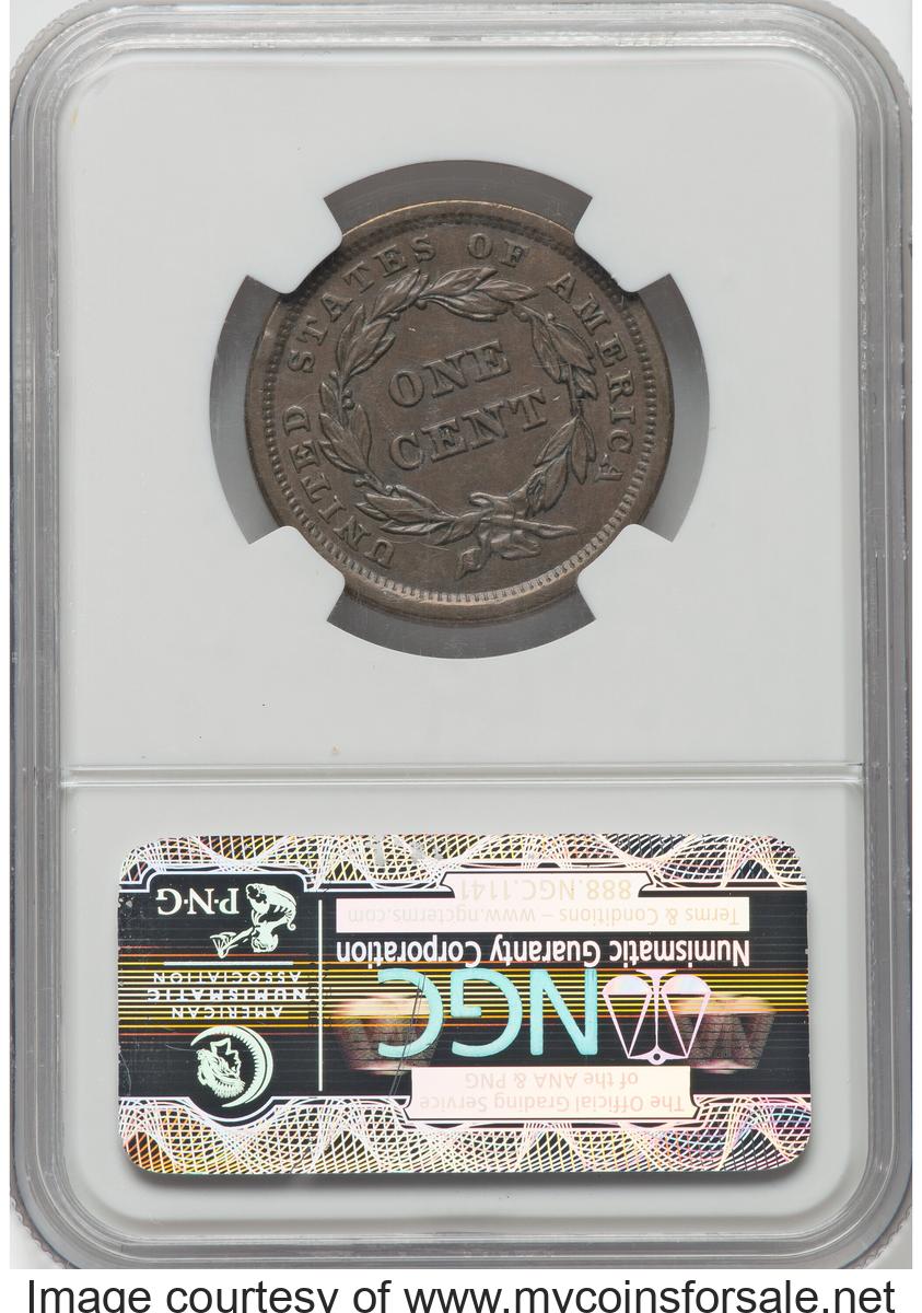 1840 1C Small Date, N-4, R.3, AU58 NGC. NGC Census: (3/5). - Back