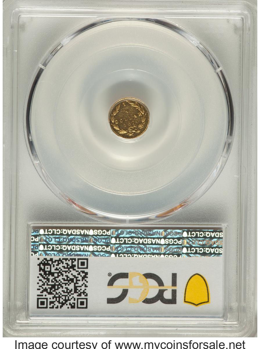 1870 25C Liberty Round 25 Cents, BG-832, Low R.6, MS62 Prooflike - Back