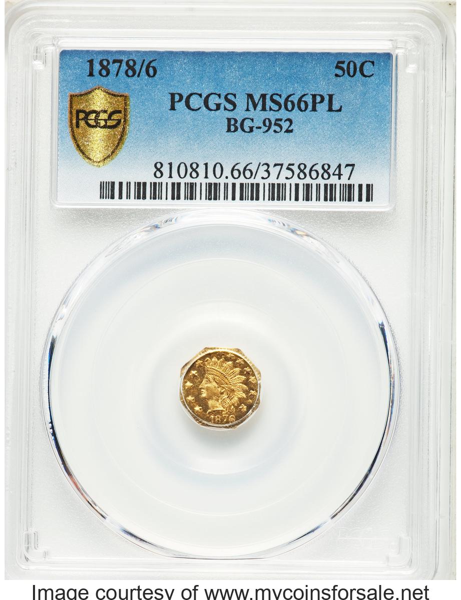 1878/6 50C Indian Octagonal 50 Cents, BG-952, High R.5, MS66 Prooflike PCGS