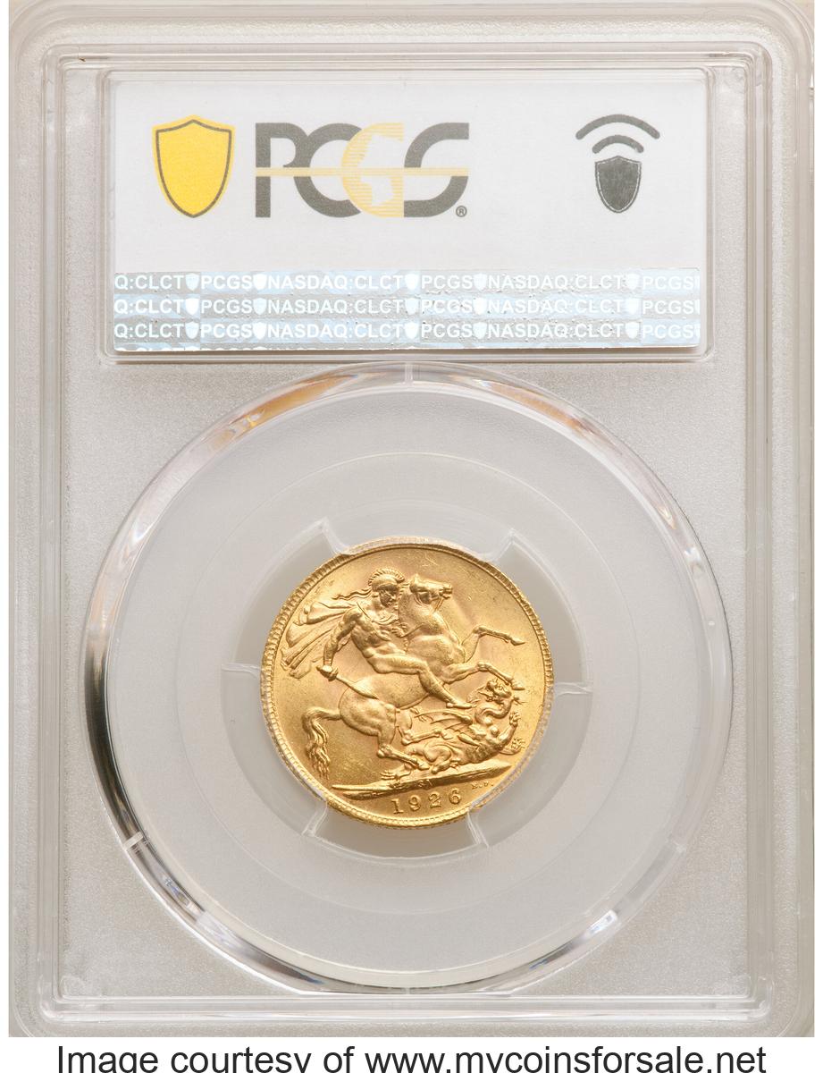 1926 South Africa: George V gold Sovereign 1926-SA MS65 PCGS - Back