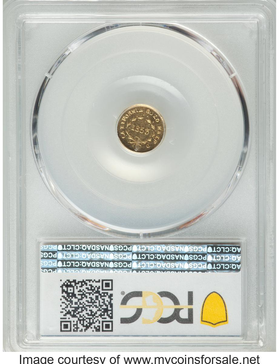 1853 50C Liberty Round 50 Cents, BG-421, R.4, MS66 PCGS - Back