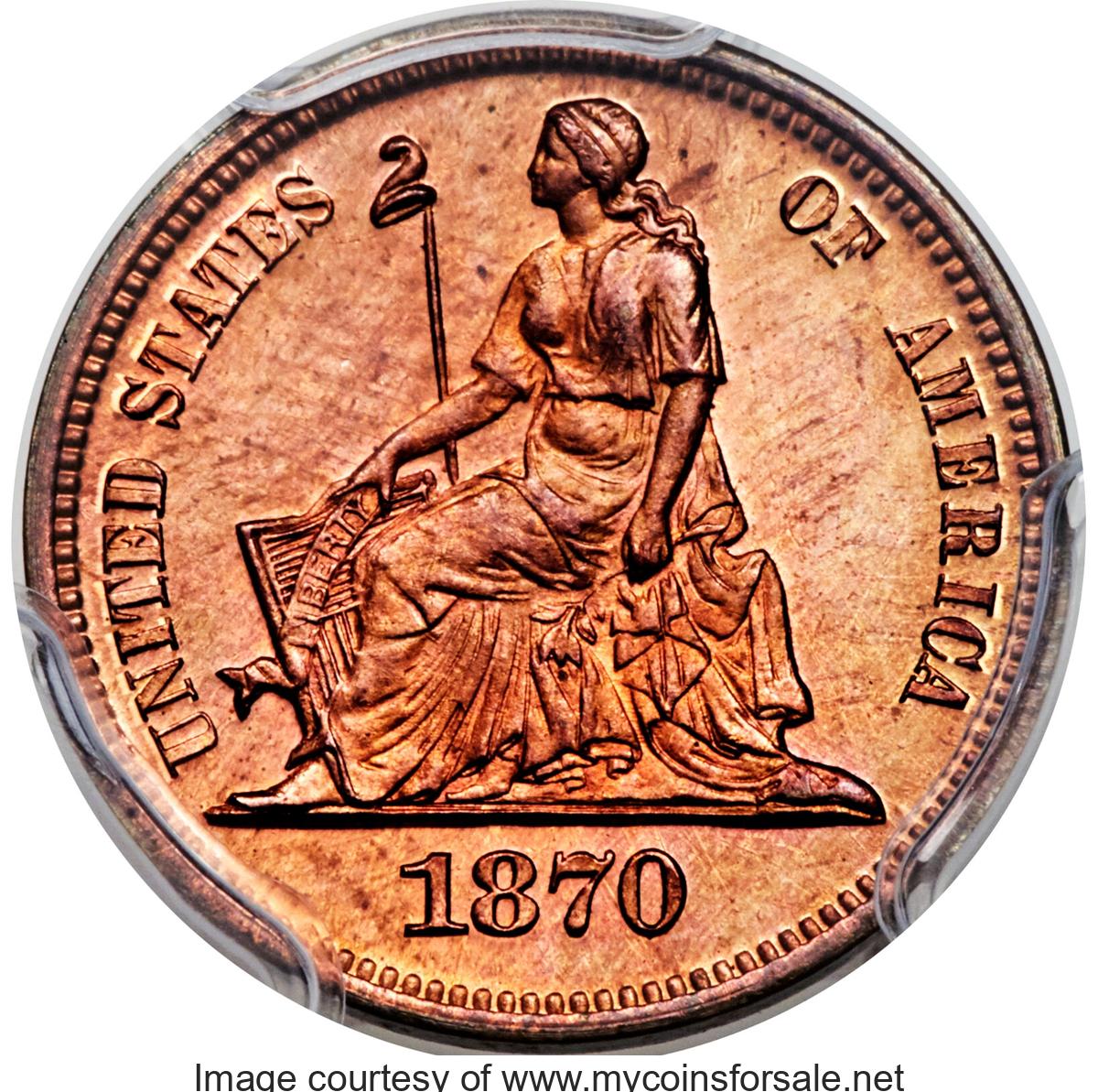 1870 10C Ten Cents, Judd-834, Pollock-924, High R.6 Red. CAC - Main Front