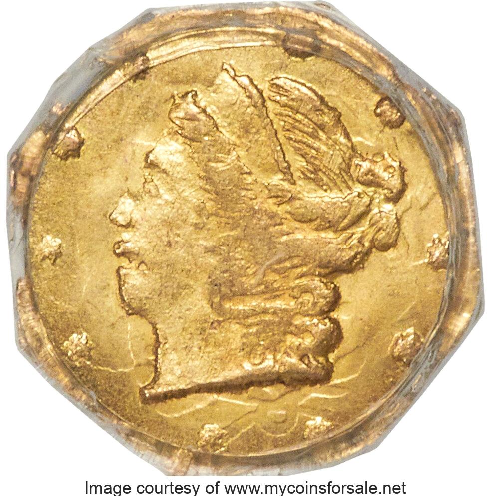 1859 25C Liberty Octagonal 25 Cents, BG-705, High R.6, MS64 PCGS - Main Front