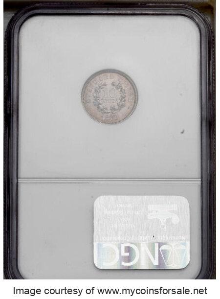 1870 10C Standard Silver Dime, Judd-855, Pollock-935, High R.6, PR65 - Back