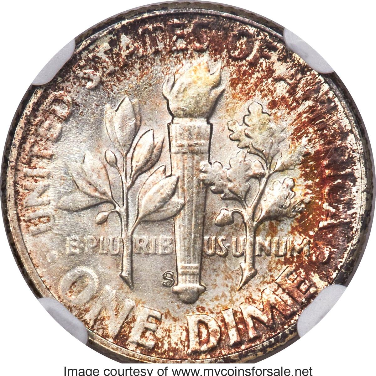 1953-S 10C MS68 Full Torch - Main Back