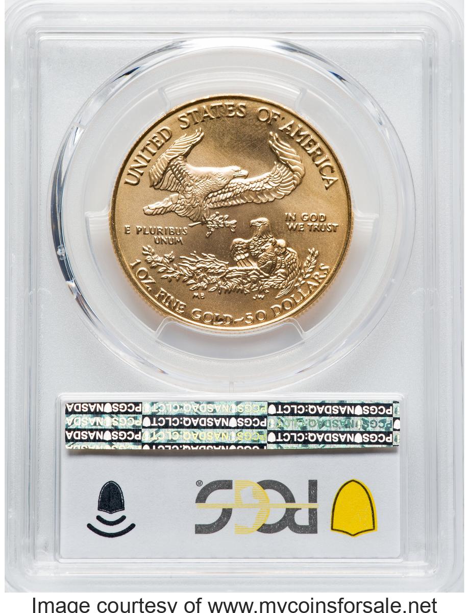 1997 $50 One-Ounce Gold Eagle -- Struck Through Plastic Obverse -- - Back