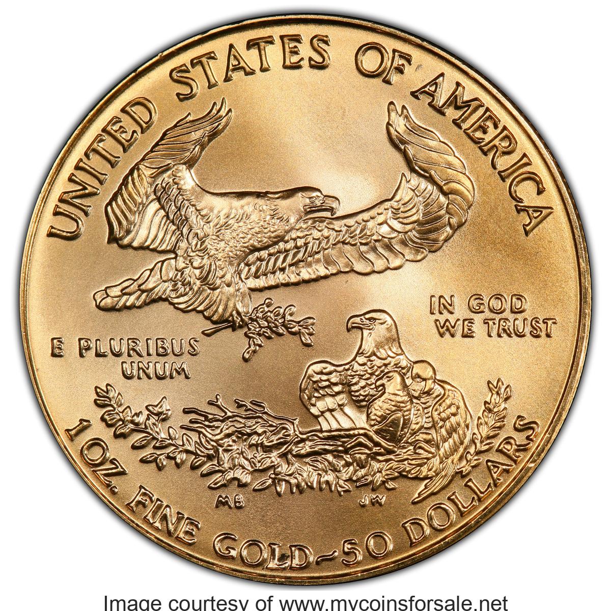 1997 $50 One-Ounce Gold Eagle -- Struck Through Plastic Obverse -- - Main Back