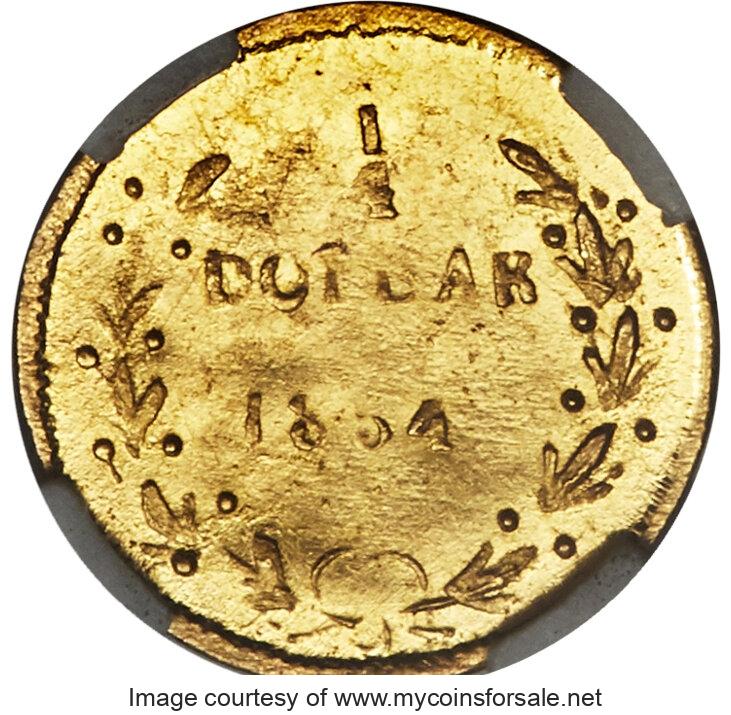 1854 25C Liberty Round 25 Cents, BG-216, R.6, MS64 Prooflike. - Main Back