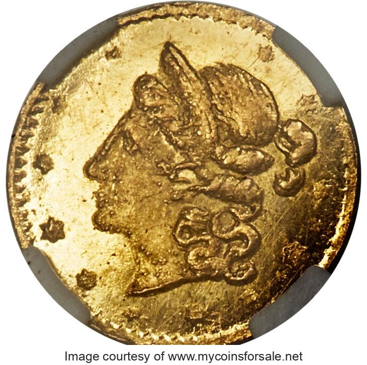 1854 25C Liberty Round 25 Cents, BG-216, R.6, MS64 Prooflike. - Main Front