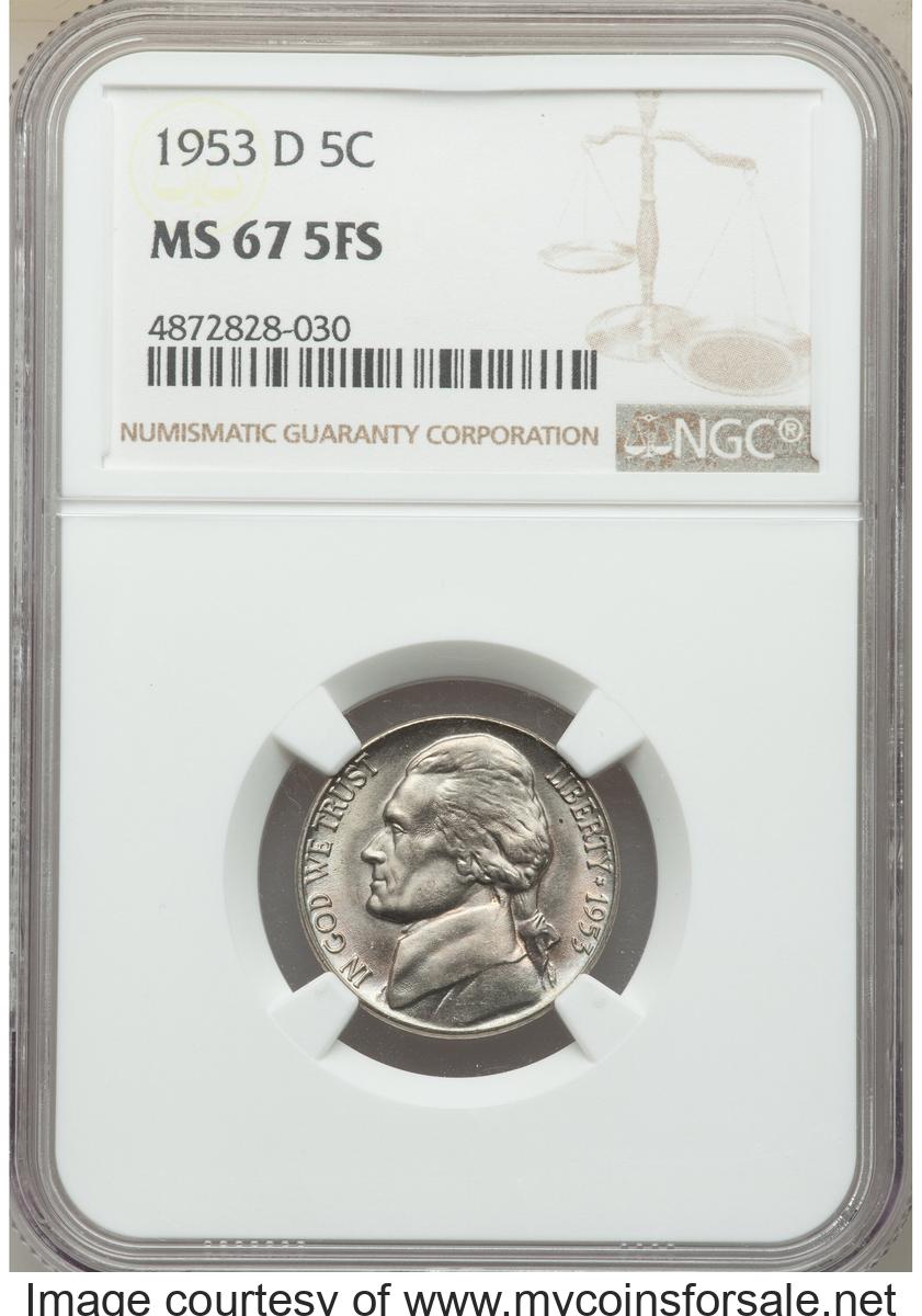 1953-D 5C MS67 Five Full Steps