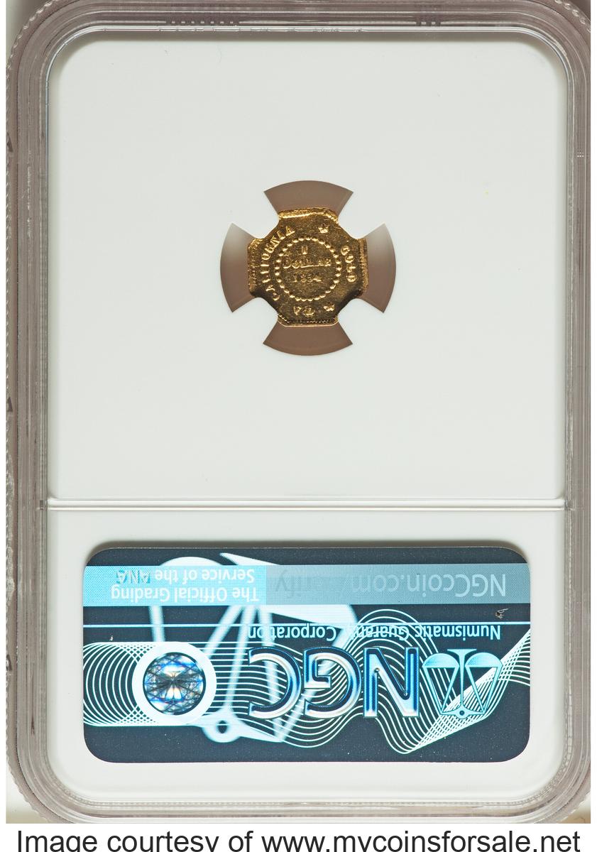 1854 $1 Liberty Octagonal 1 Dollar, BG-508, High R.4, MS63 Prooflike NGC - Back