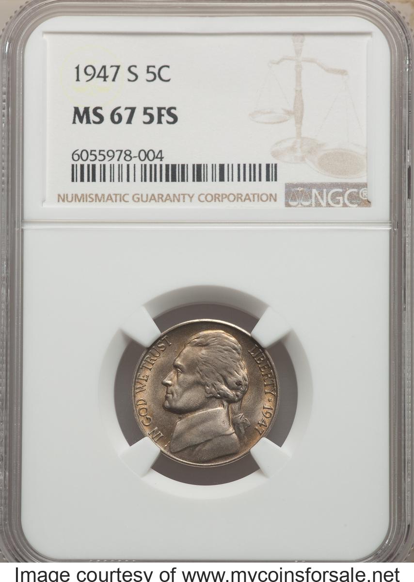 1947-S 5C MS67 Full Steps.