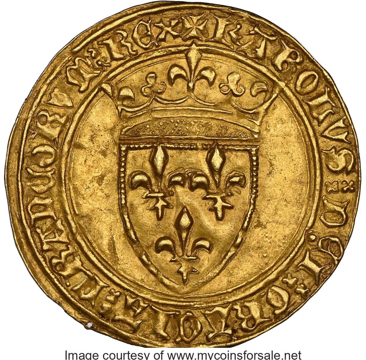 France: Charles VI (1380-1422) gold Ecu d'Or à la couronne ND (from 1394). - Main Front