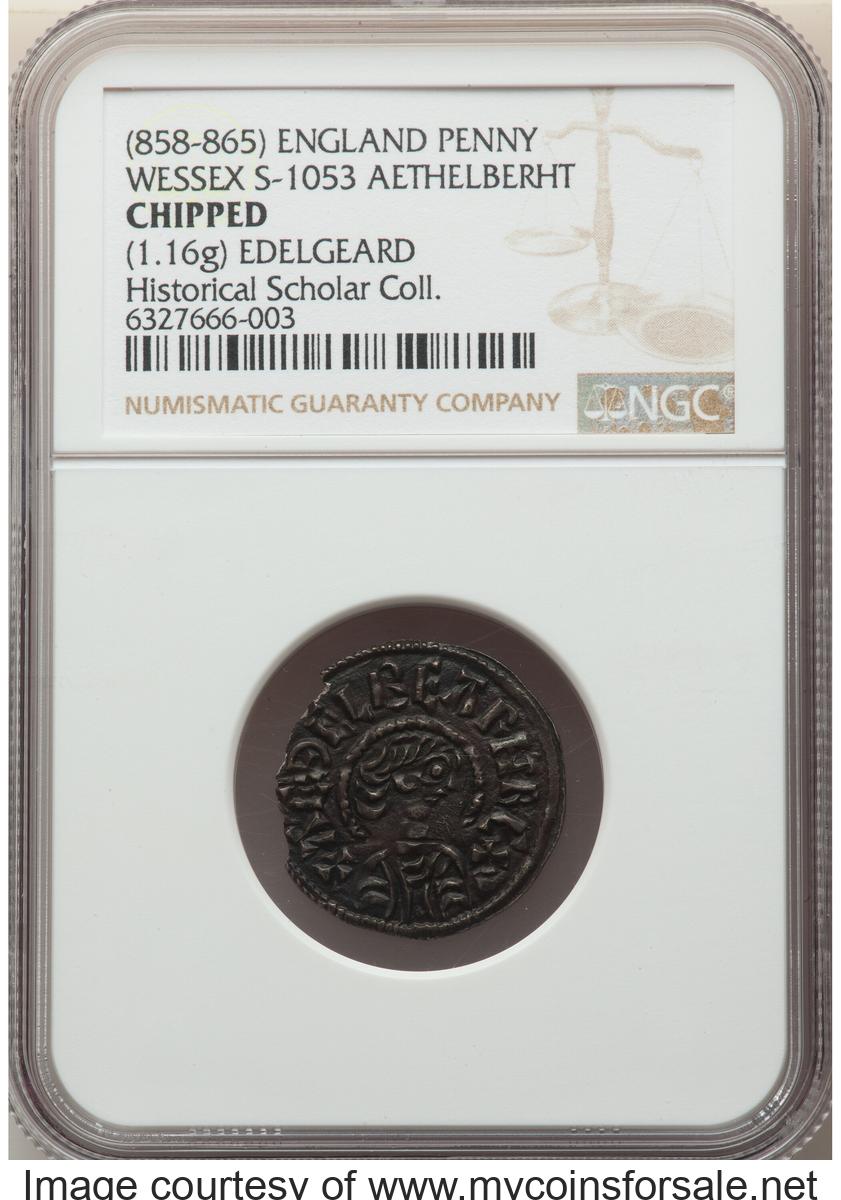Great Britain: Kings of Wessex. Aethelberht (858-865) Penny ND (858-864) Chipped NGC - Front