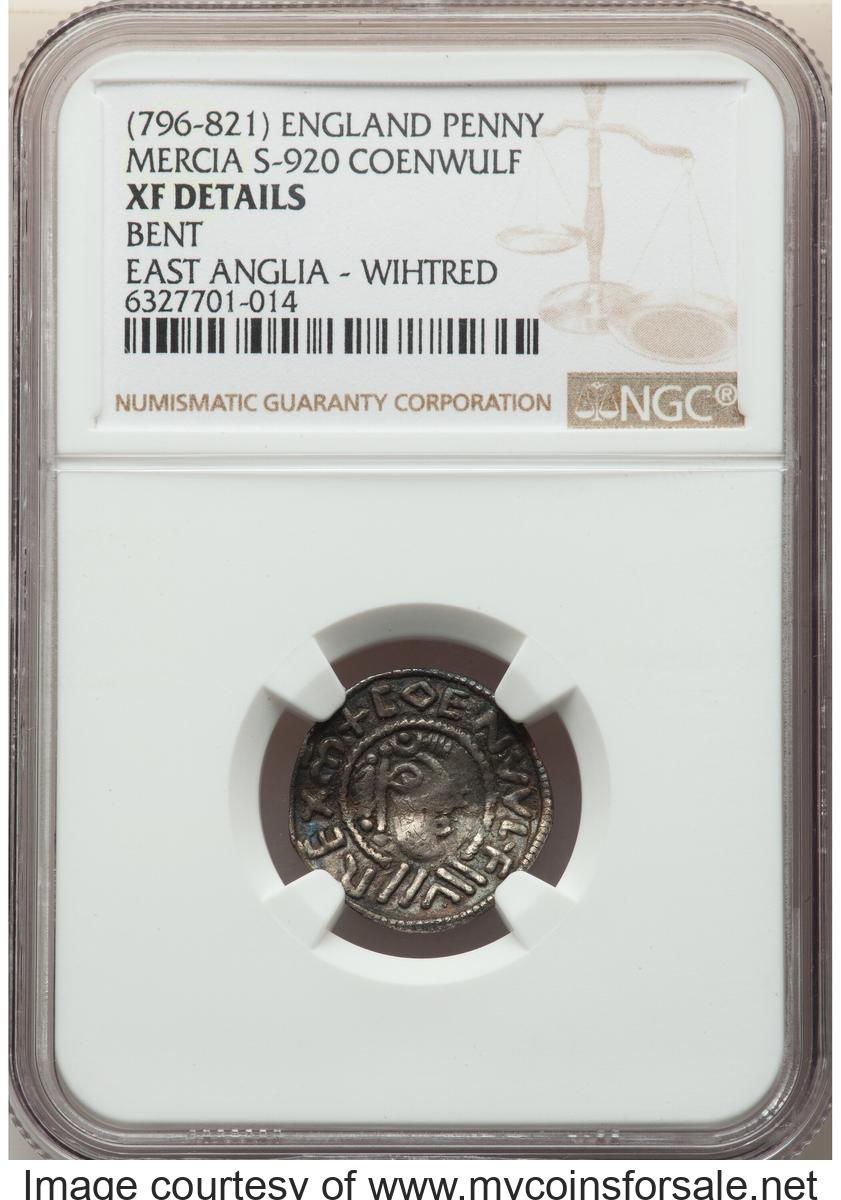 Great Britain: Kings of Mercia. Coenwulf (796-821) Penny ND (796-821) XF Details (Bent) NGC