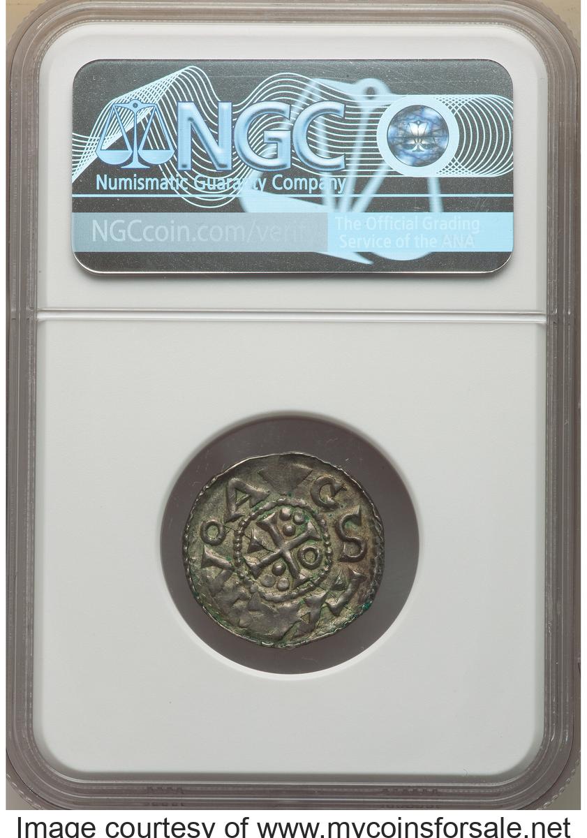 German States: Augsburg. Henry II Denar (1002-1024) MS63 NGC - Back