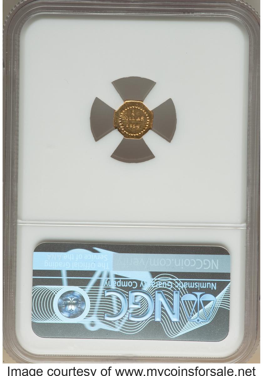 1854 25C Liberty Octagonal 25 Cents, BG-104, R.4, MS66 Prooflike NGC - Back